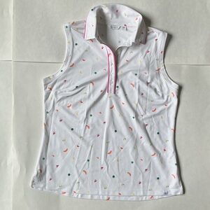 Lady Hagen White Polo with Colorful Fruit Accents